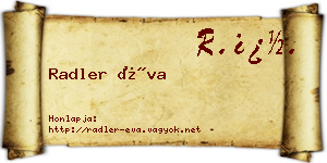 Radler Éva névjegykártya